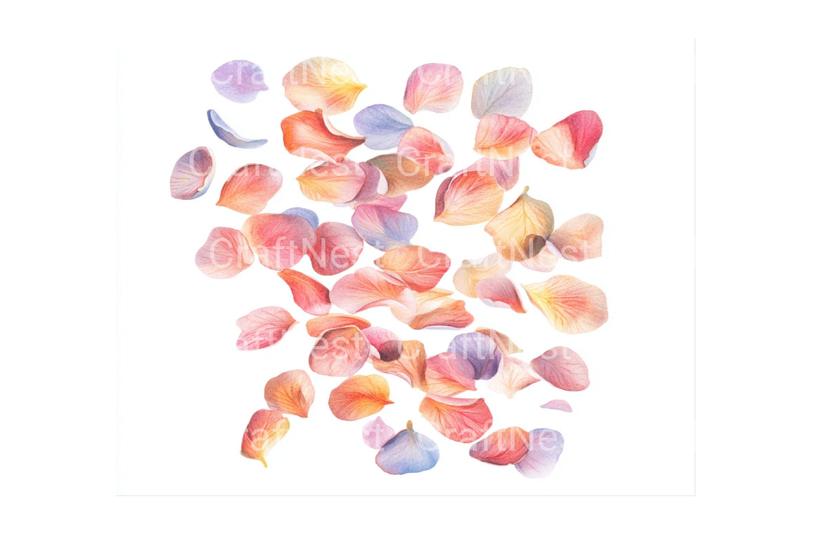 Colorful Falling Petals Graphics Clipart Bundle