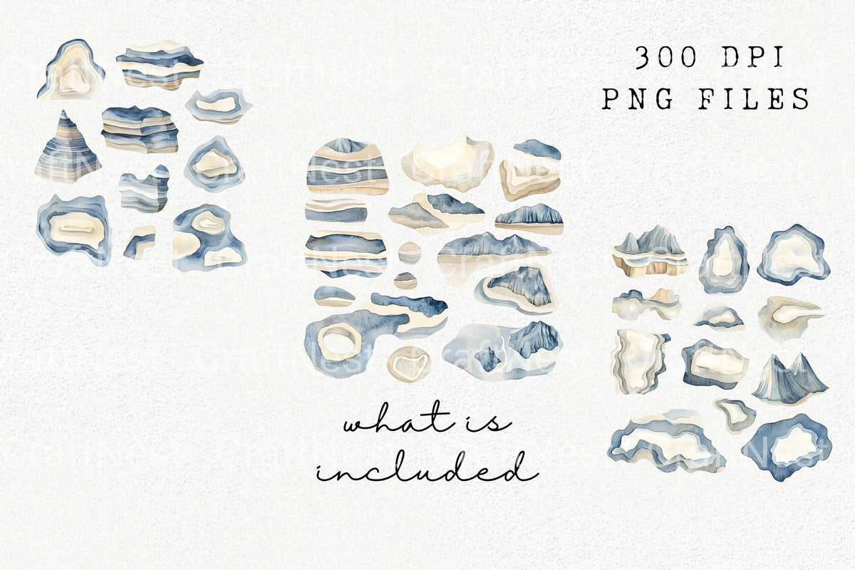 Abstract Agate Stone Designs Clipart Bundle