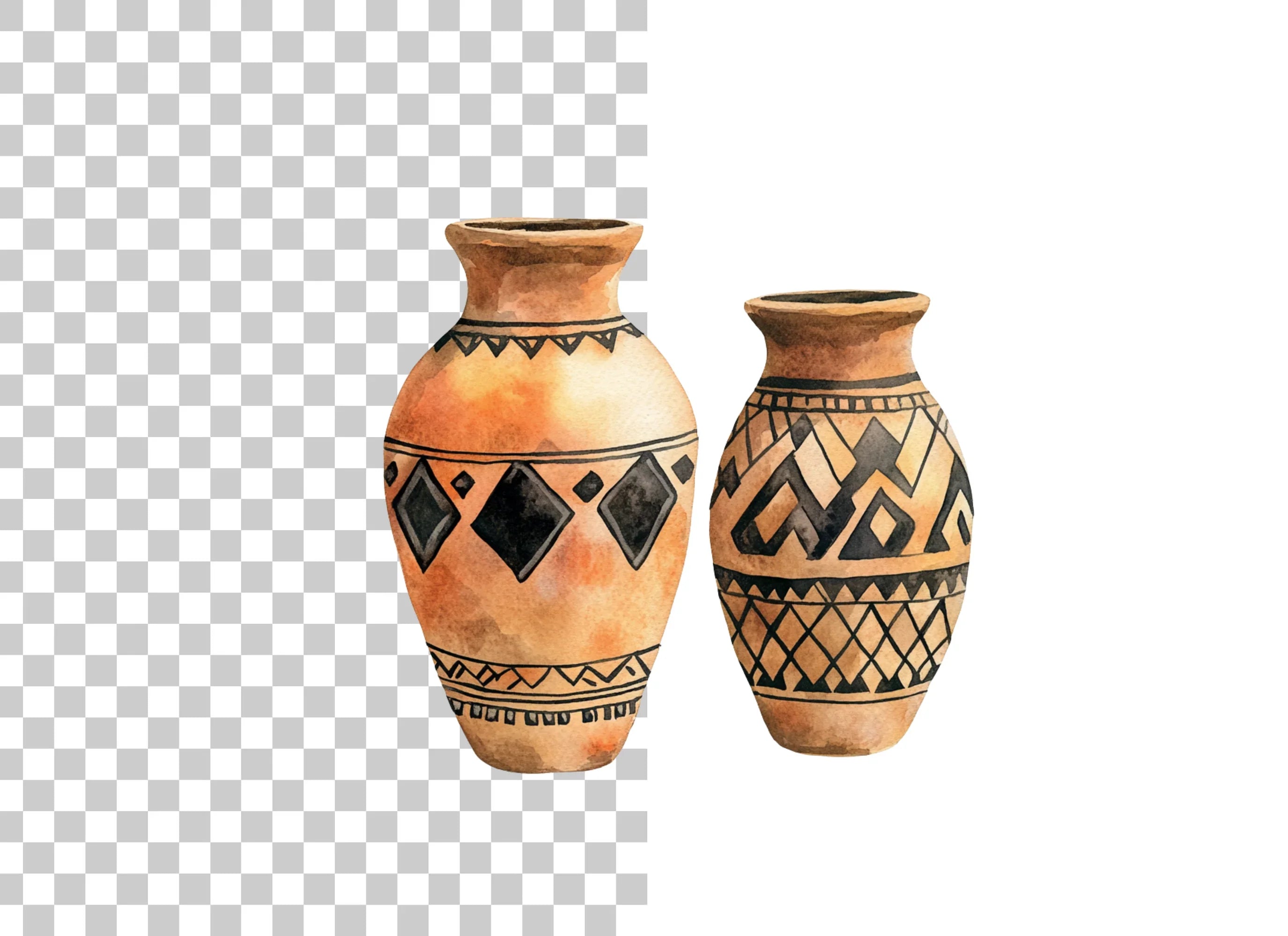 African Tribal Pottery Clipart Bundle