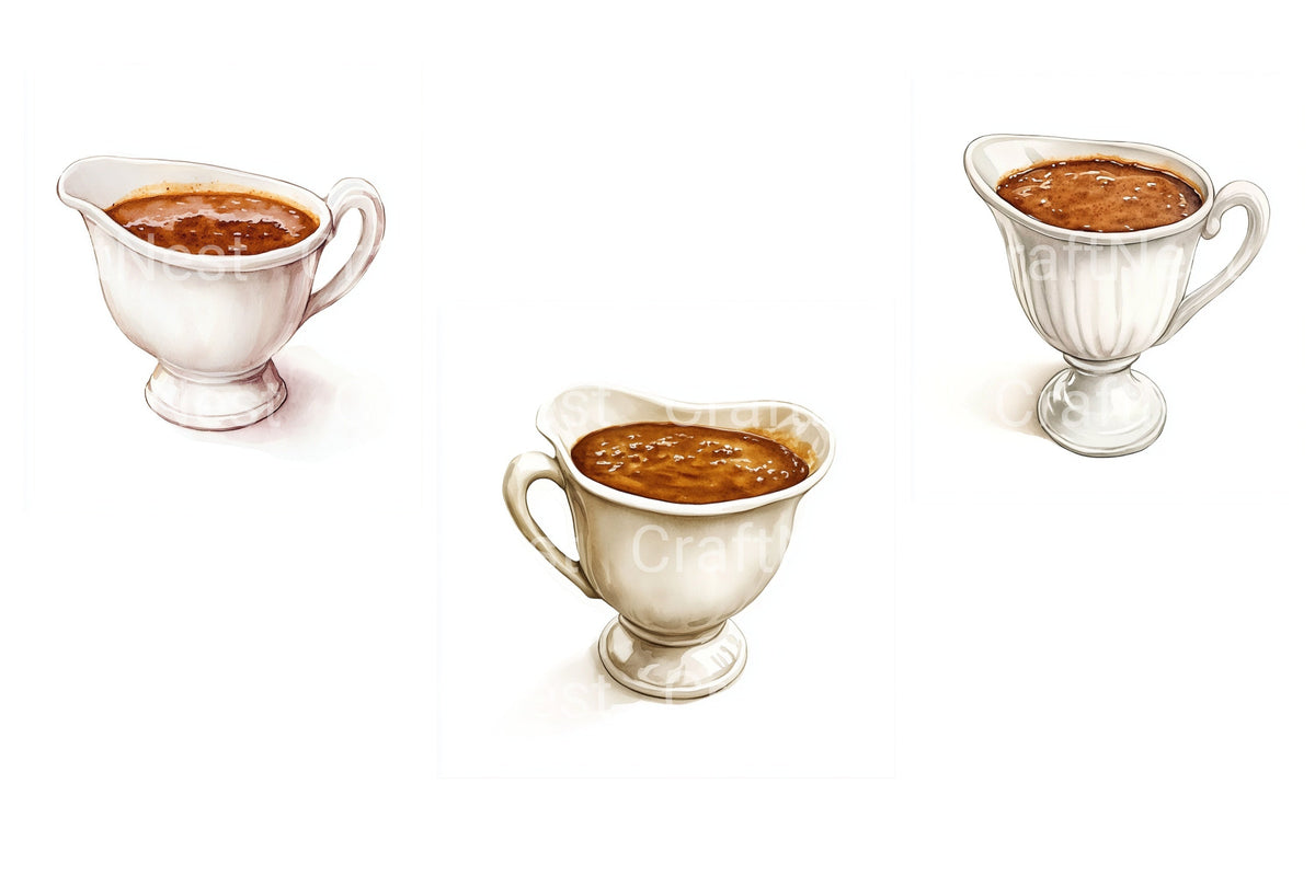 Thanksgiving Dinner Gravy Boat Clipart Bundle