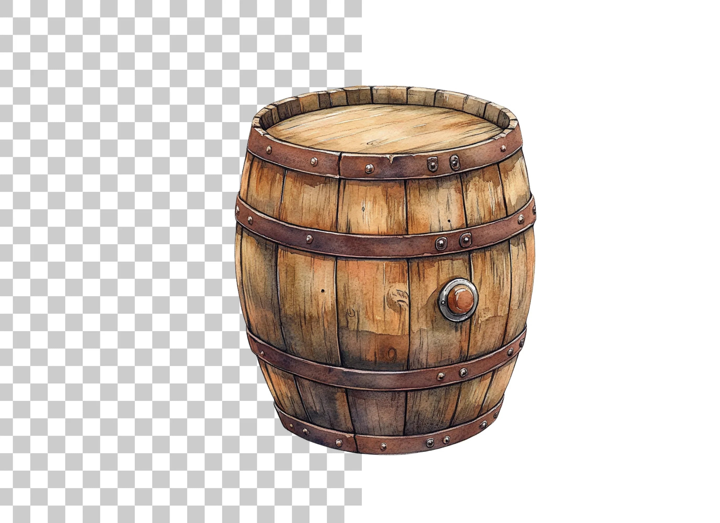Wooden Barrels Clipart Bundle