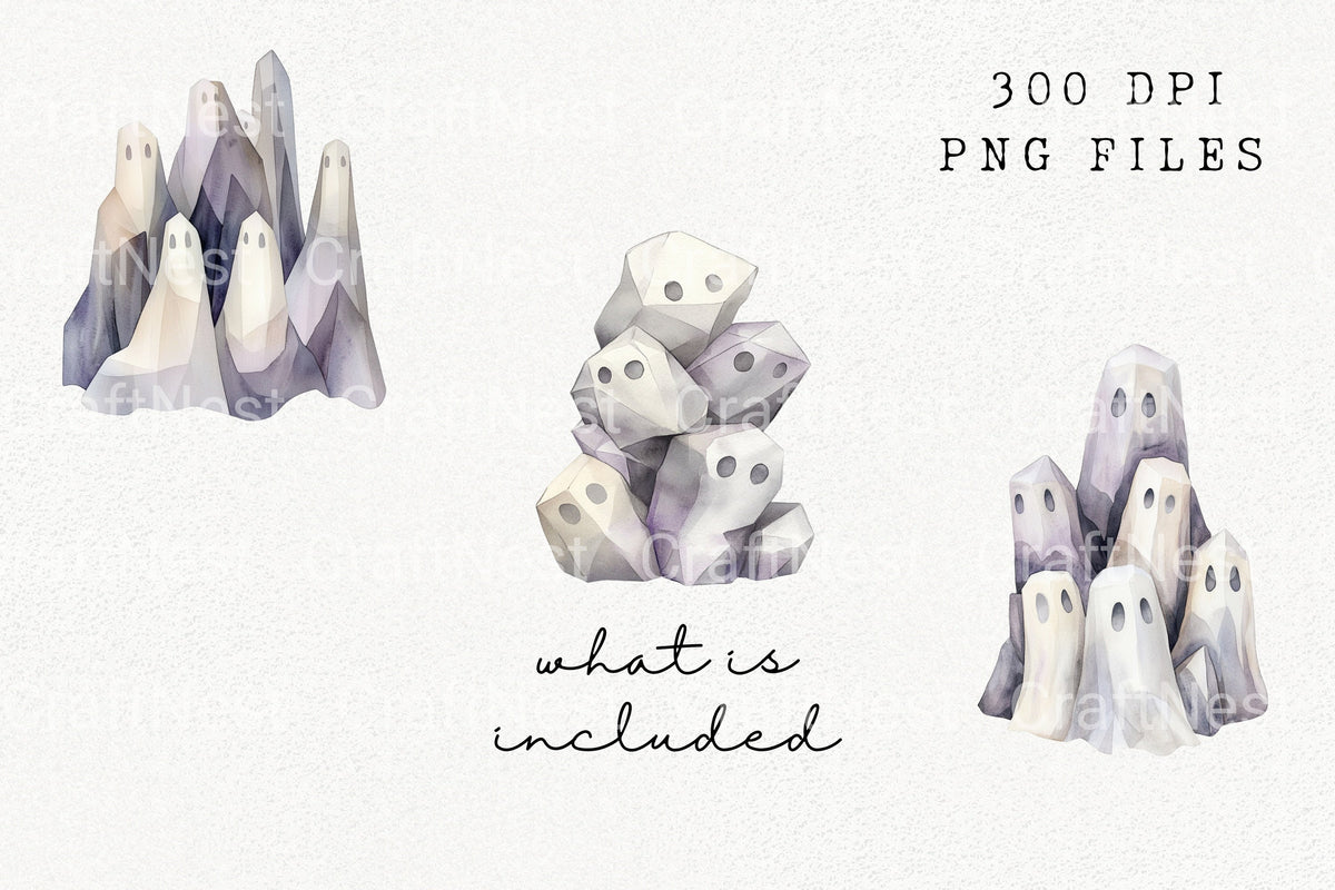 Spooky Cute Ghost Piles Clipart Bundle