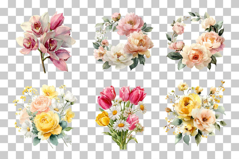Pastel Floral Clipart Bundle - CraftNest - Digital Crafting and Art