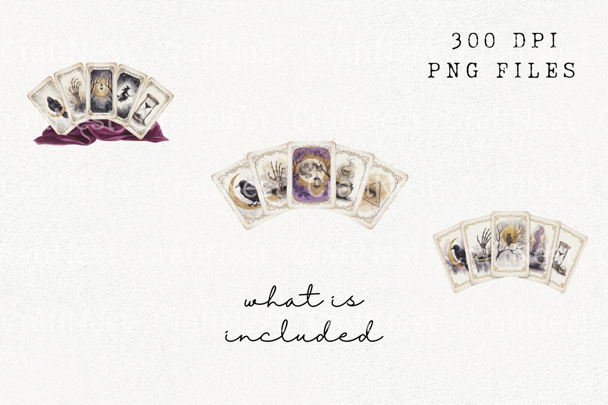 Mystical Tarot Cards Clipart Bundle