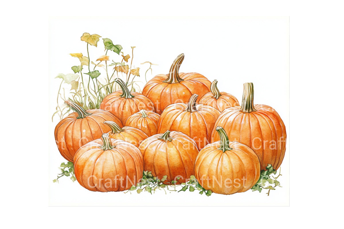 Autumn Pumpkin Patch Harvest Clipart Bundle