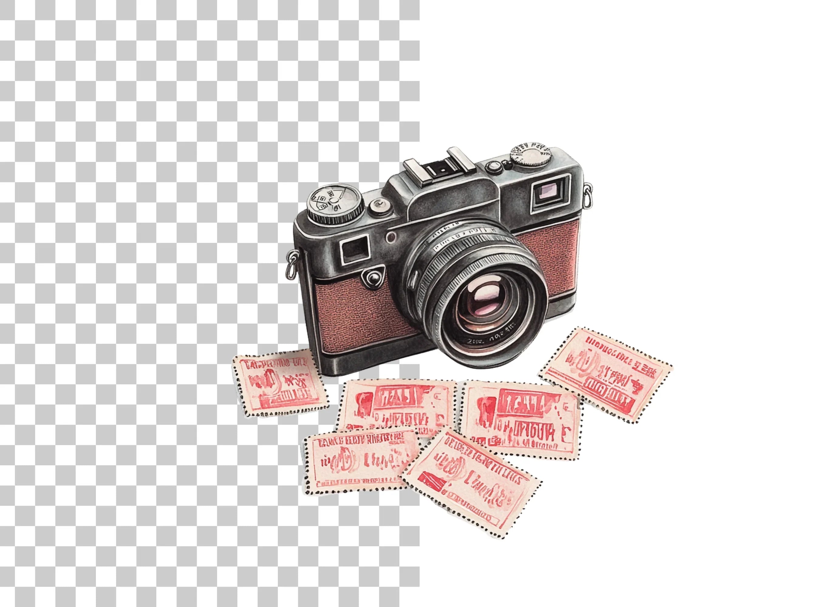 Vintage Camera Stamp Clipart Bundle