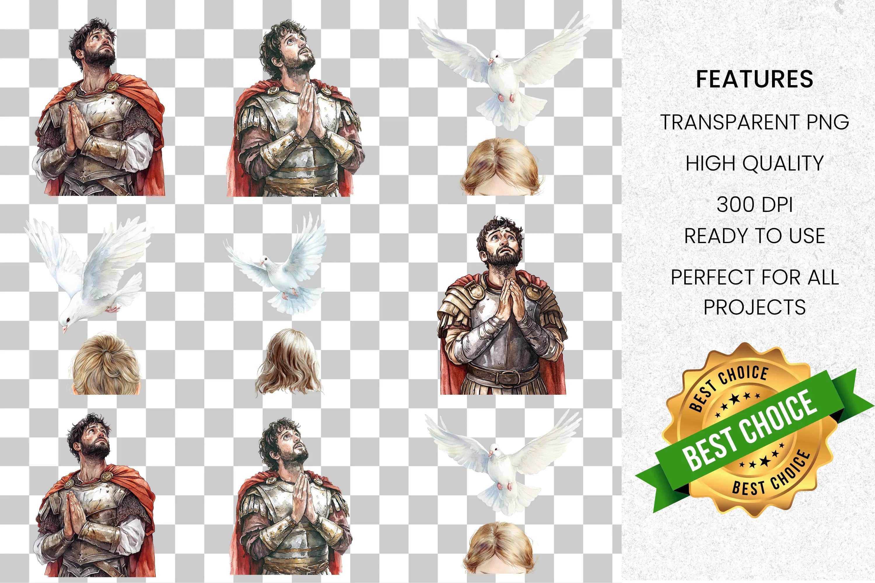Spiritual Prayer Warrior Holy Spirit Clipart Bundle