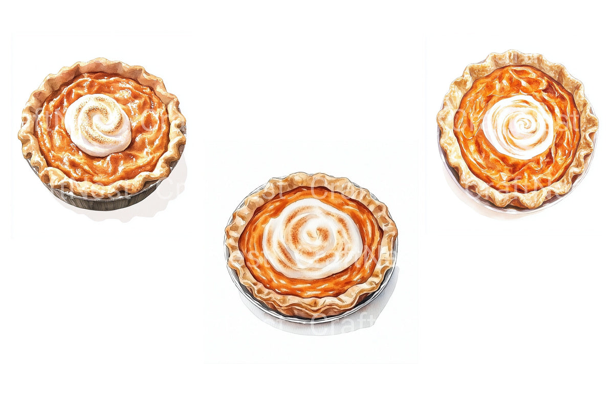 Sweet Potato Pie With Meringue Topping Clipart Bundle