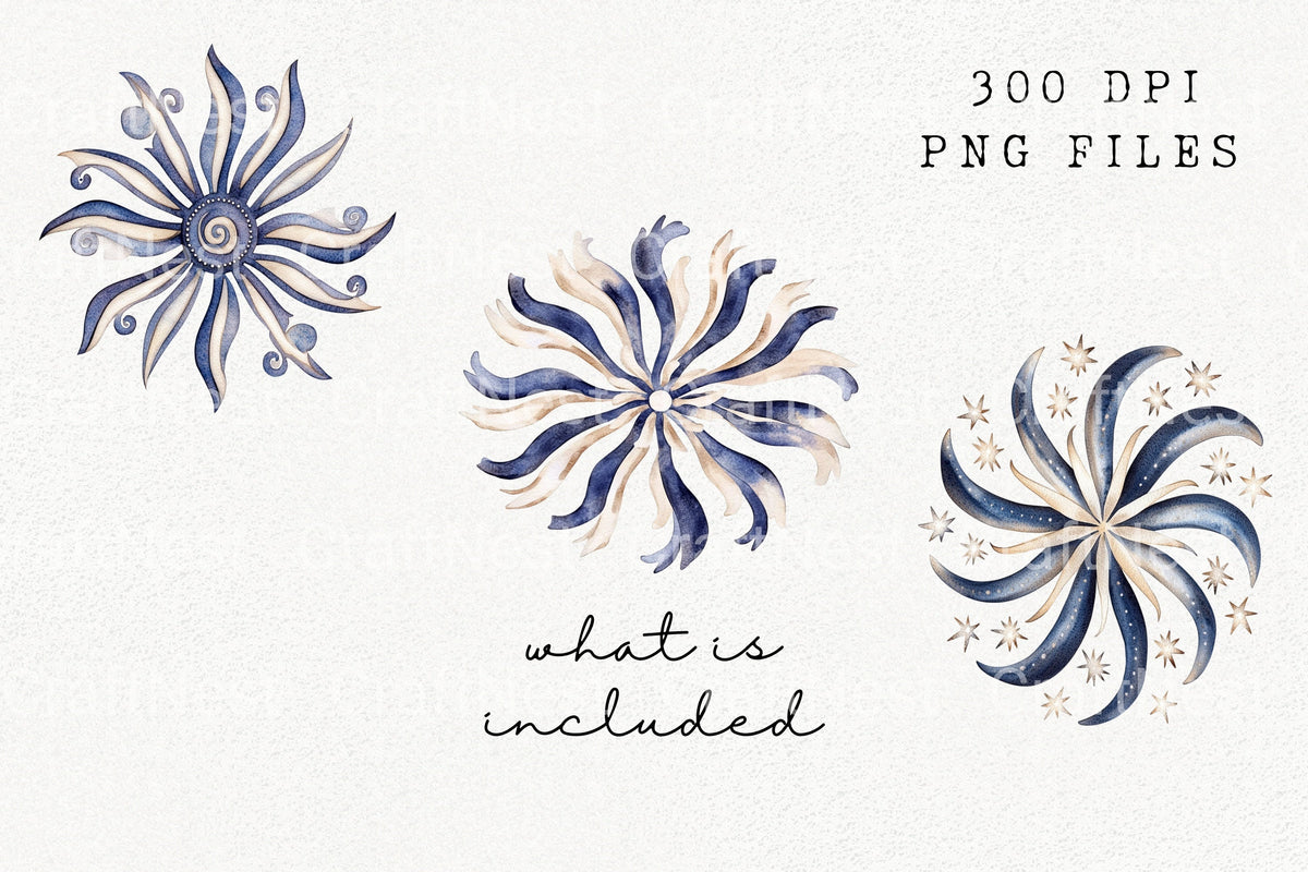 Celestial Swirls And Stars Clipart Bundle