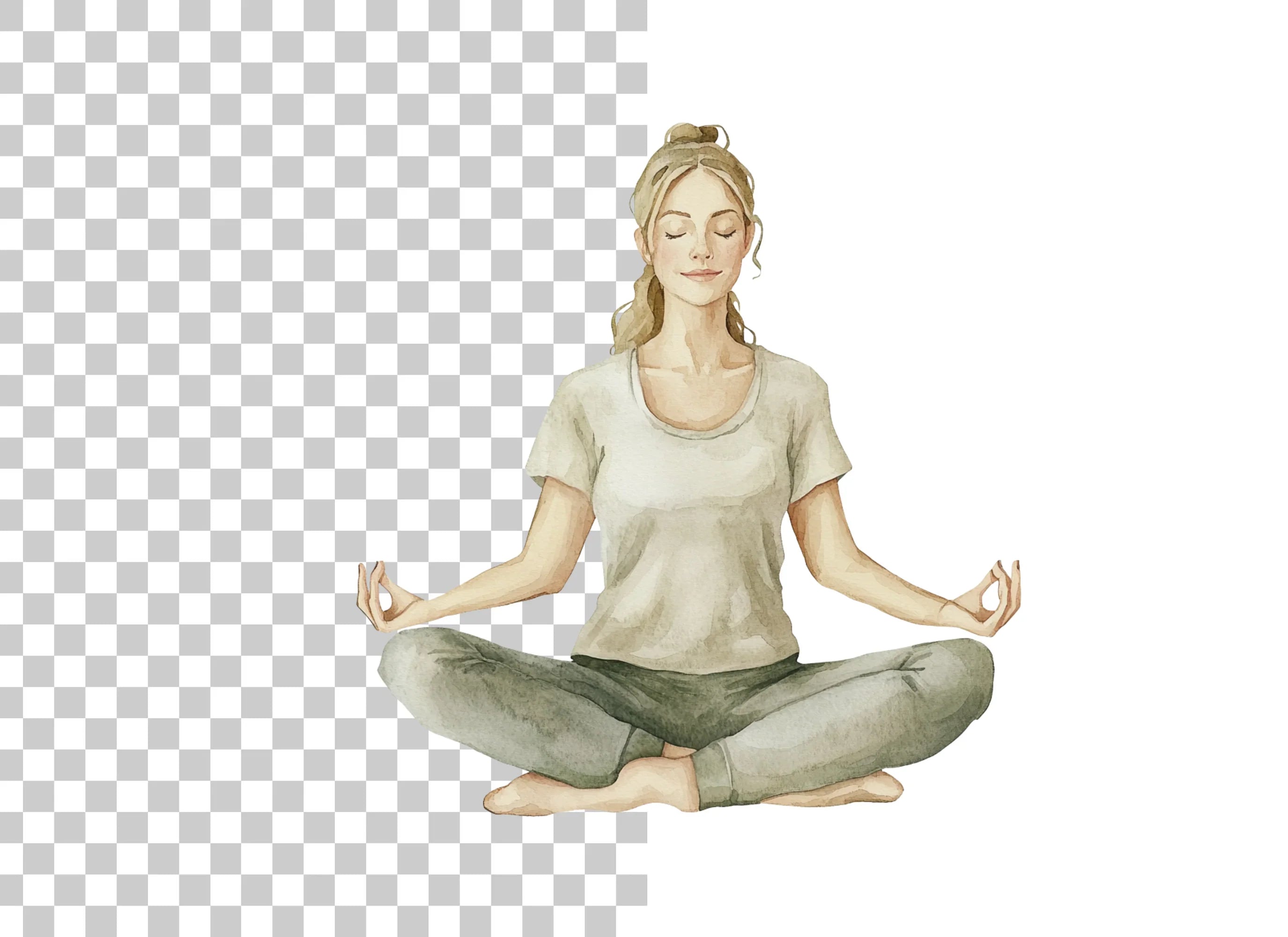 Woman Meditating Clipart Bundle