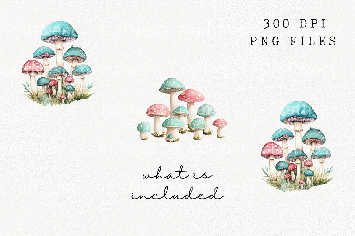 Whimsical Mushroom Forest Clipart Bundle