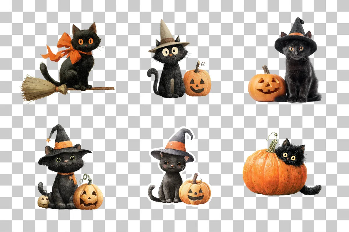 Black-Cat-Halloween-Clipart-Bundle - CraftNest - Digital Crafting and Art
