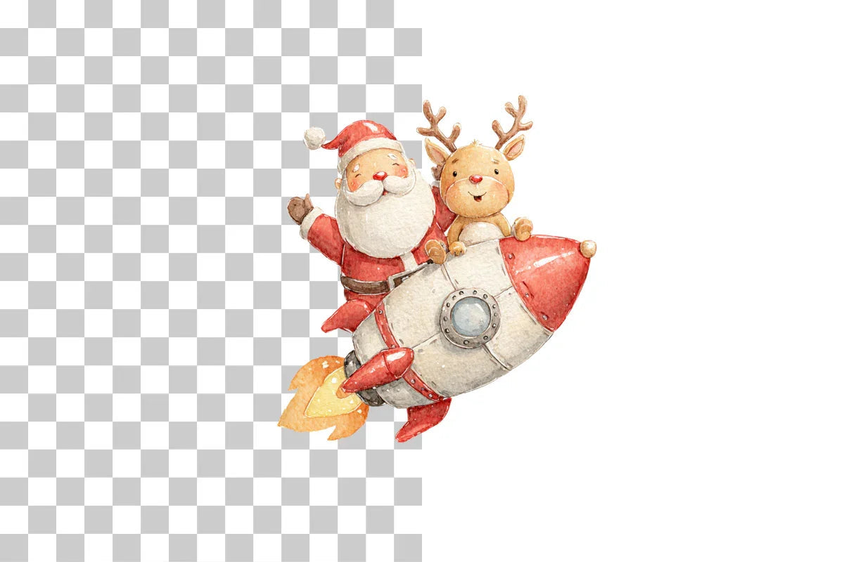 Santa and Reindeer in Space Clipart Bundle - CraftNest - Digital Crafting and Art
