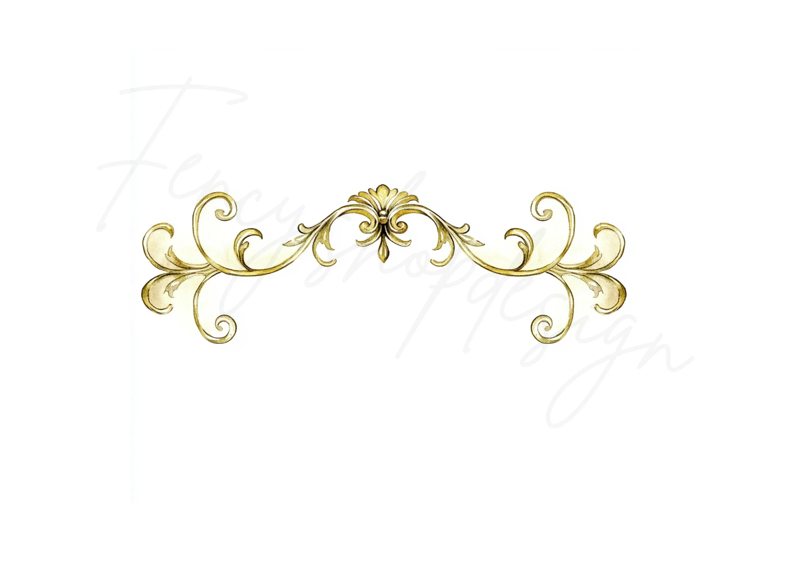 Golden Flourish Swirls Dividers Clipart Bundle