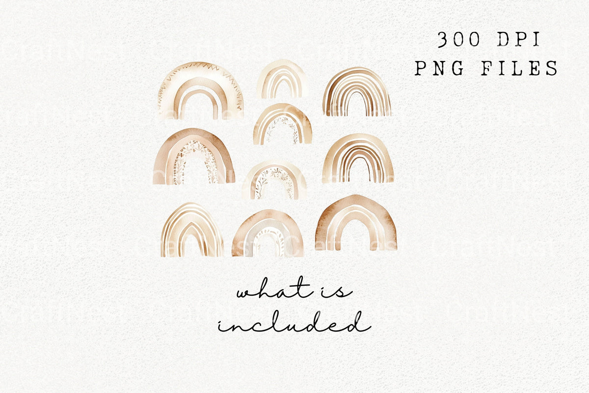 Boho Neutral Rainbows Clipart Bundle