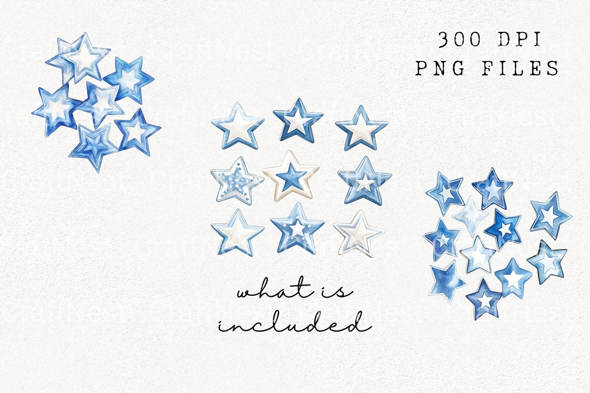 Blue Stars Clipart Bundle