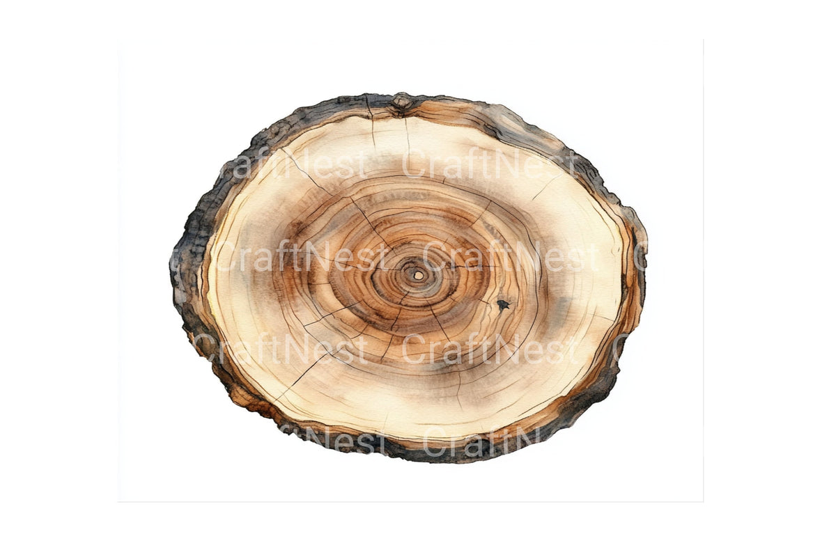 Natural Wood Slice Textures Clipart Bundle