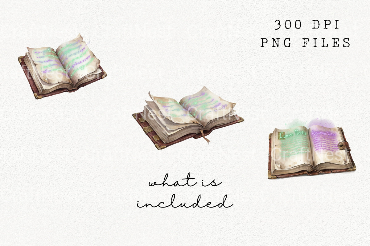 Mystical Spell Books With Glow Clipart Planner