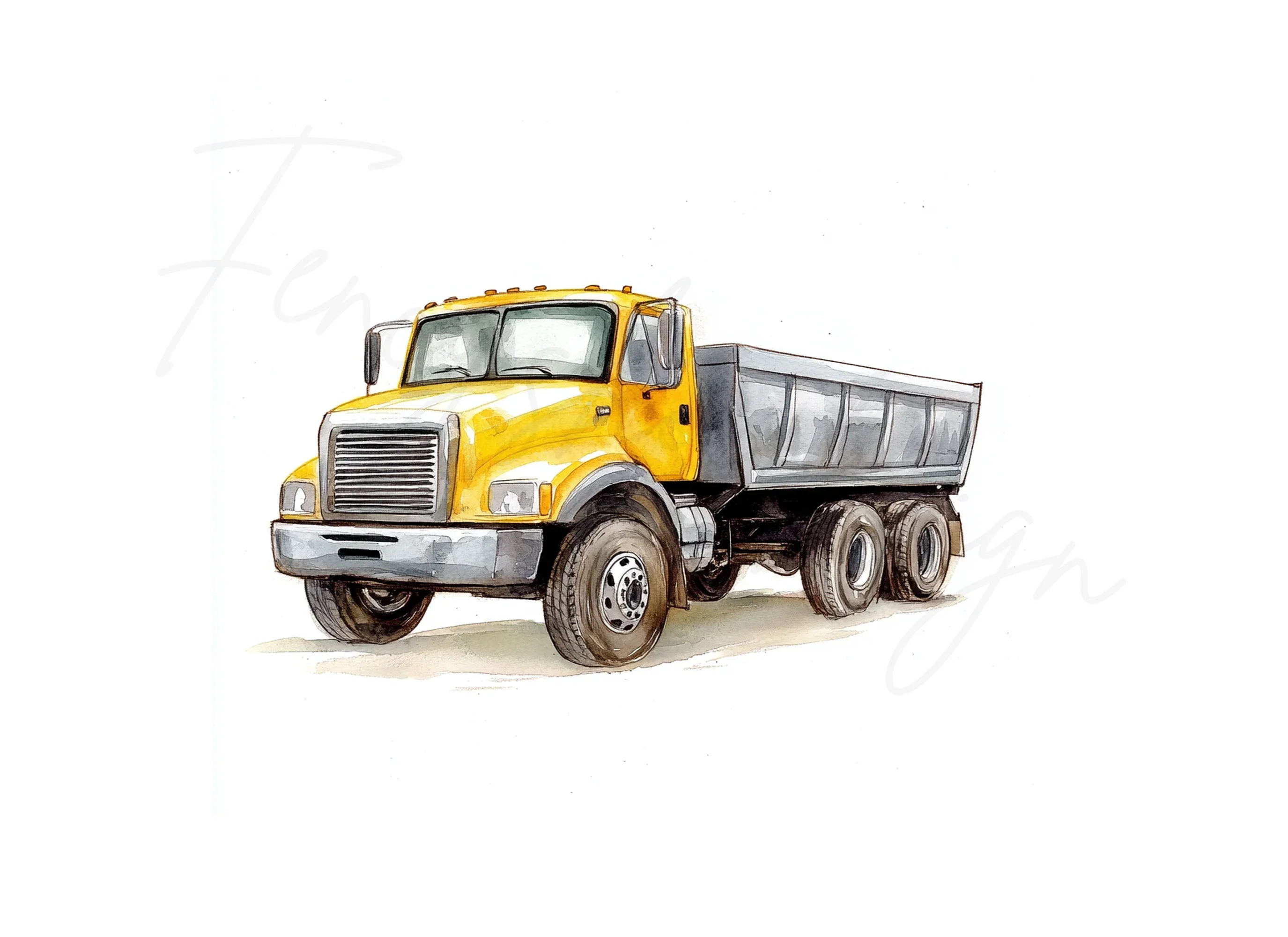 Yellow Dump Truck Clipart Bundle