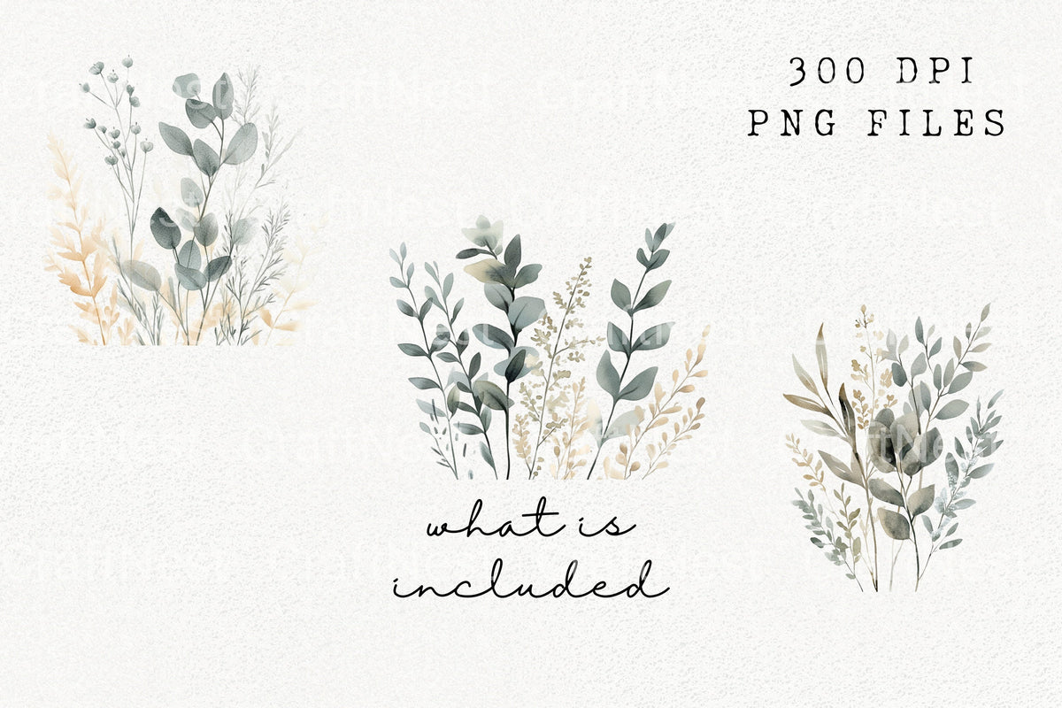 Wild Grass And Foliage Clipart Bundle