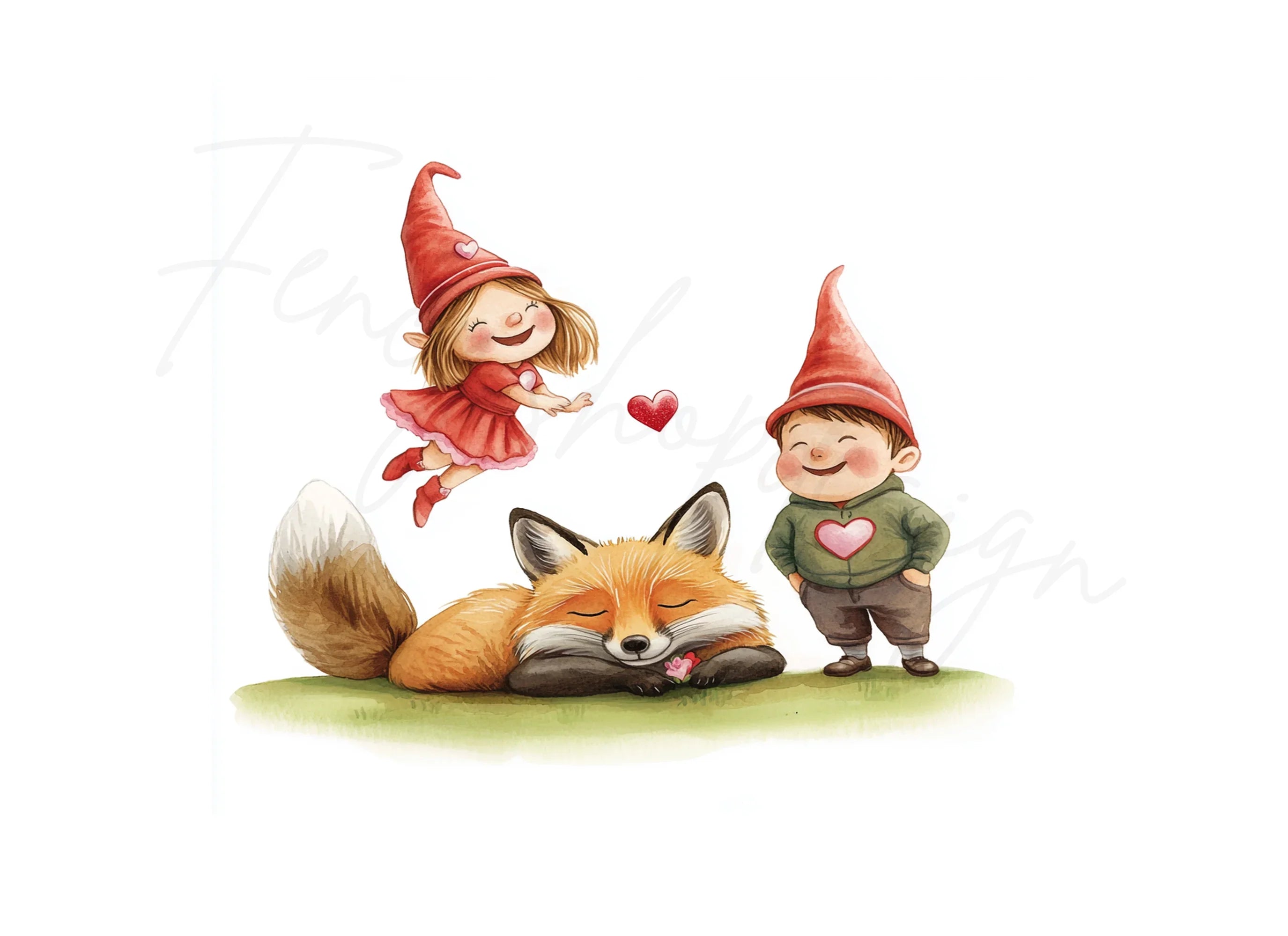 Cute Gnomes and Fox Clipart Bundle