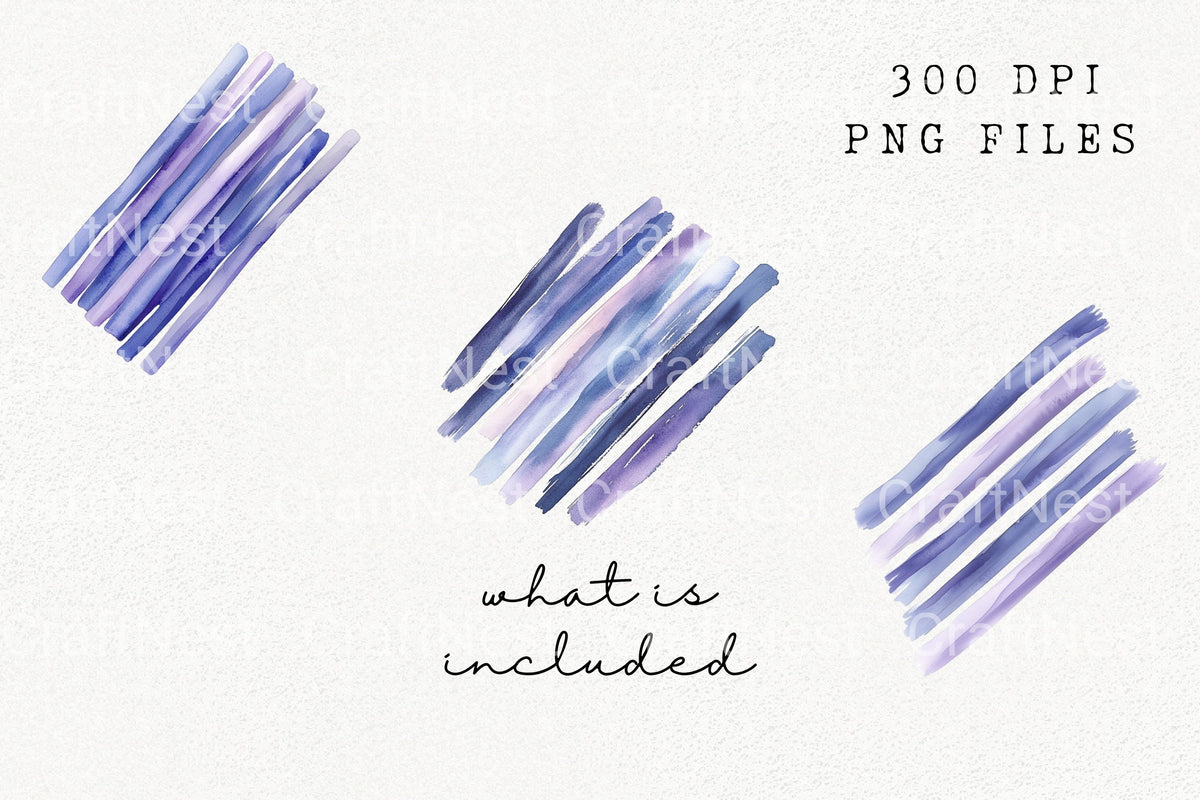Purple Brush Stroke Clipart Bundle
