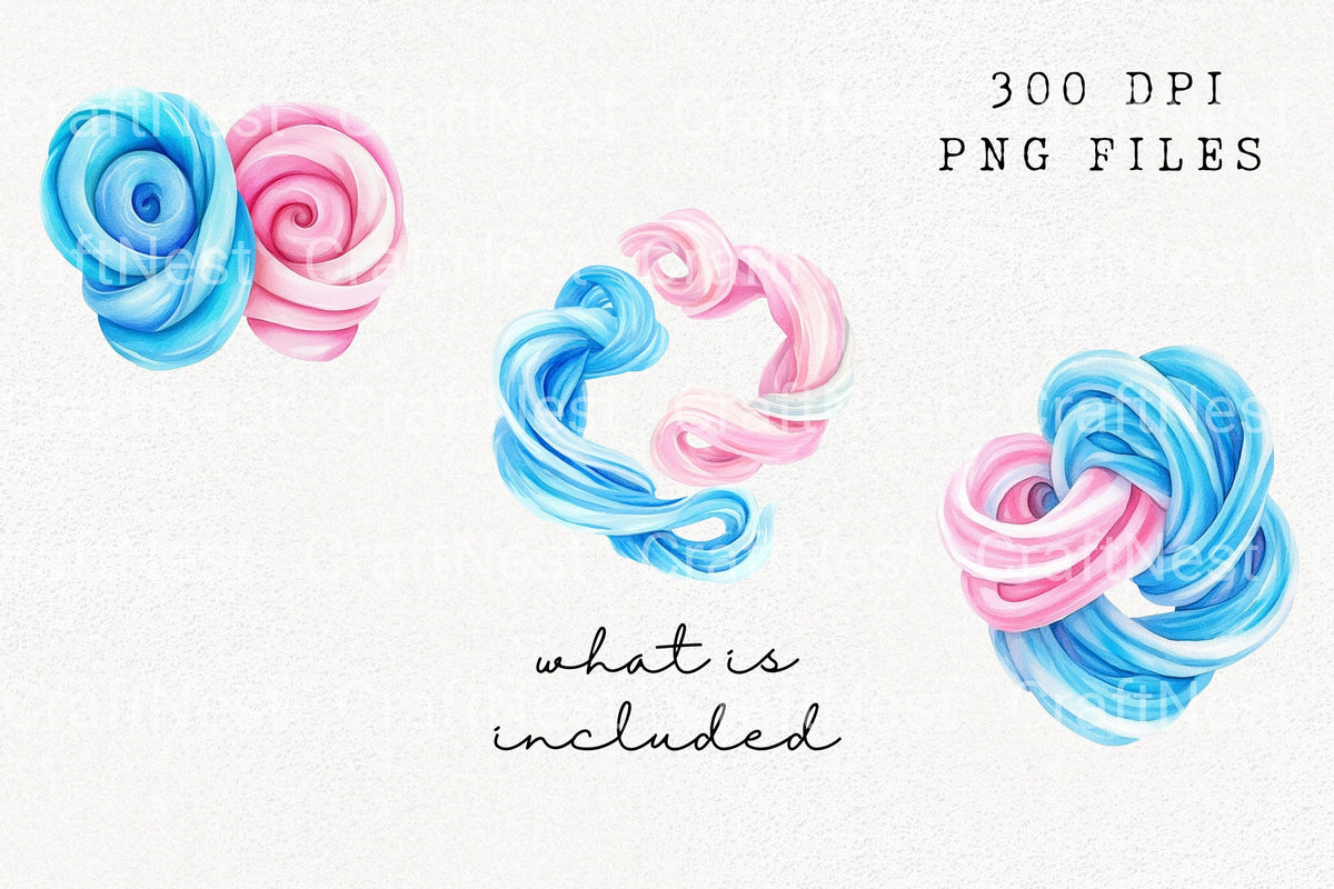 Pink Blue Ribbon Clipart Bundle