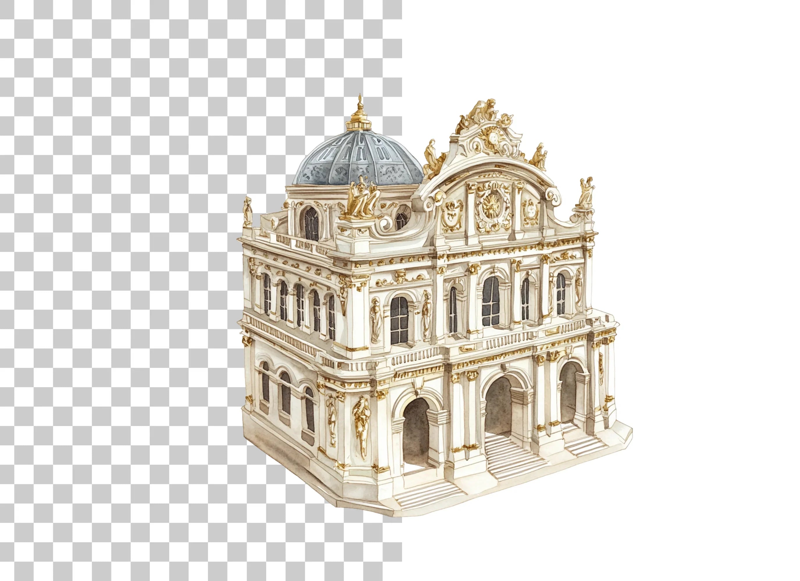 Baroque Palace Architecture Clipart Bundle