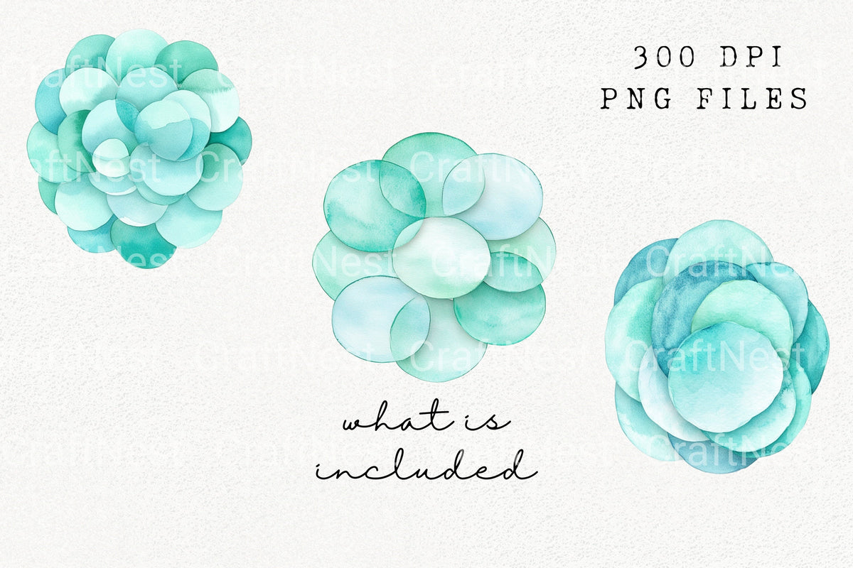 Teal Blue Green Circles Clipart Bundle