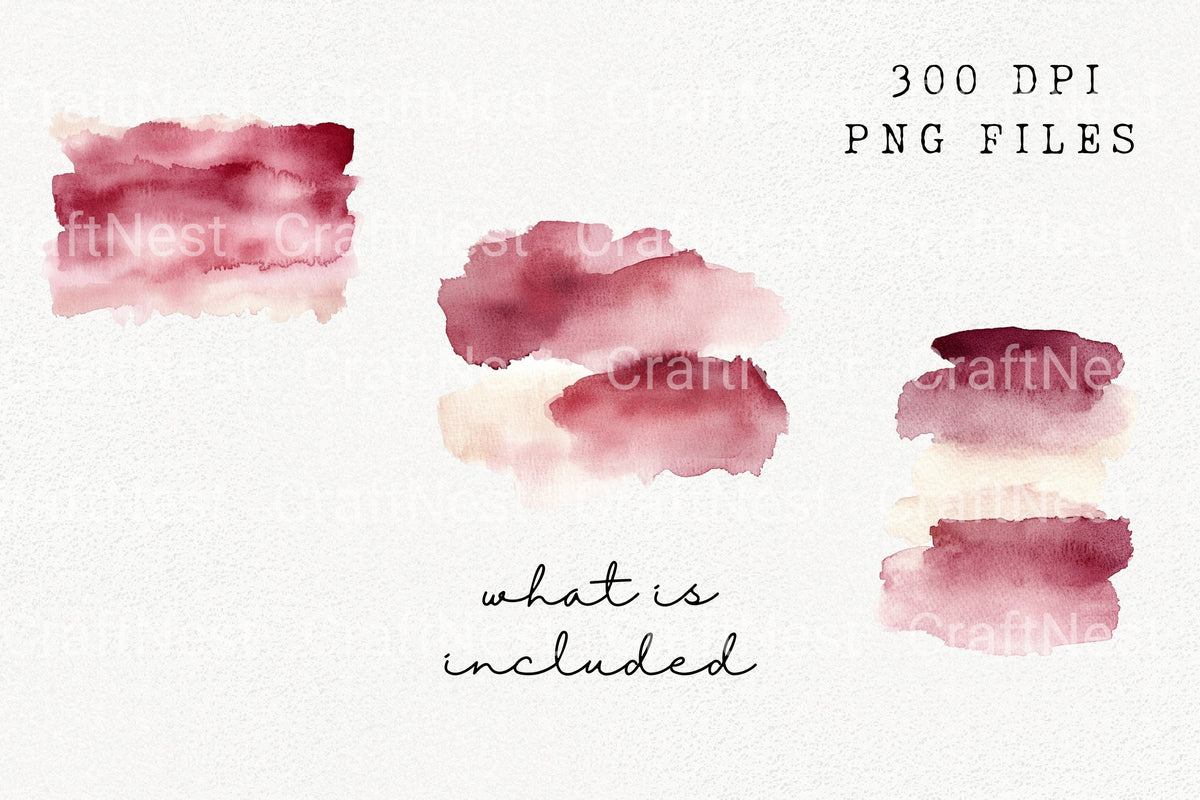 Burgundy Brush Stroke Clipart Bundle