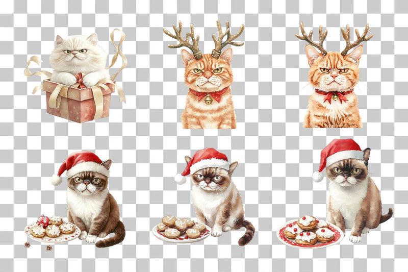 Angry Christmas Cat Clipart Bundle - CraftNest - Digital Crafting and Art