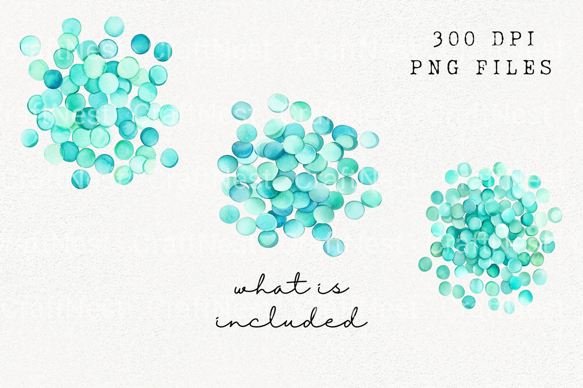 Teal Green Circles Clipart Bundle
