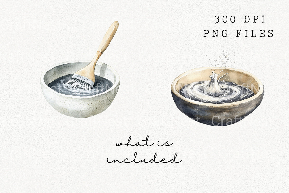 Diy Face Mask Bowls Brush Clipart Bundle