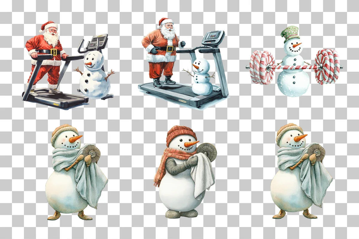 Santa and Snowman Workout Clipart Bundle - CraftNest - Digital Crafting and Art