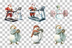 Santa and Snowman Workout Clipart Bundle - CraftNest - Digital Crafting and Art
