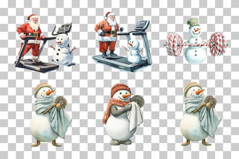Santa and Snowman Workout Clipart Bundle - CraftNest - Digital Crafting and Art