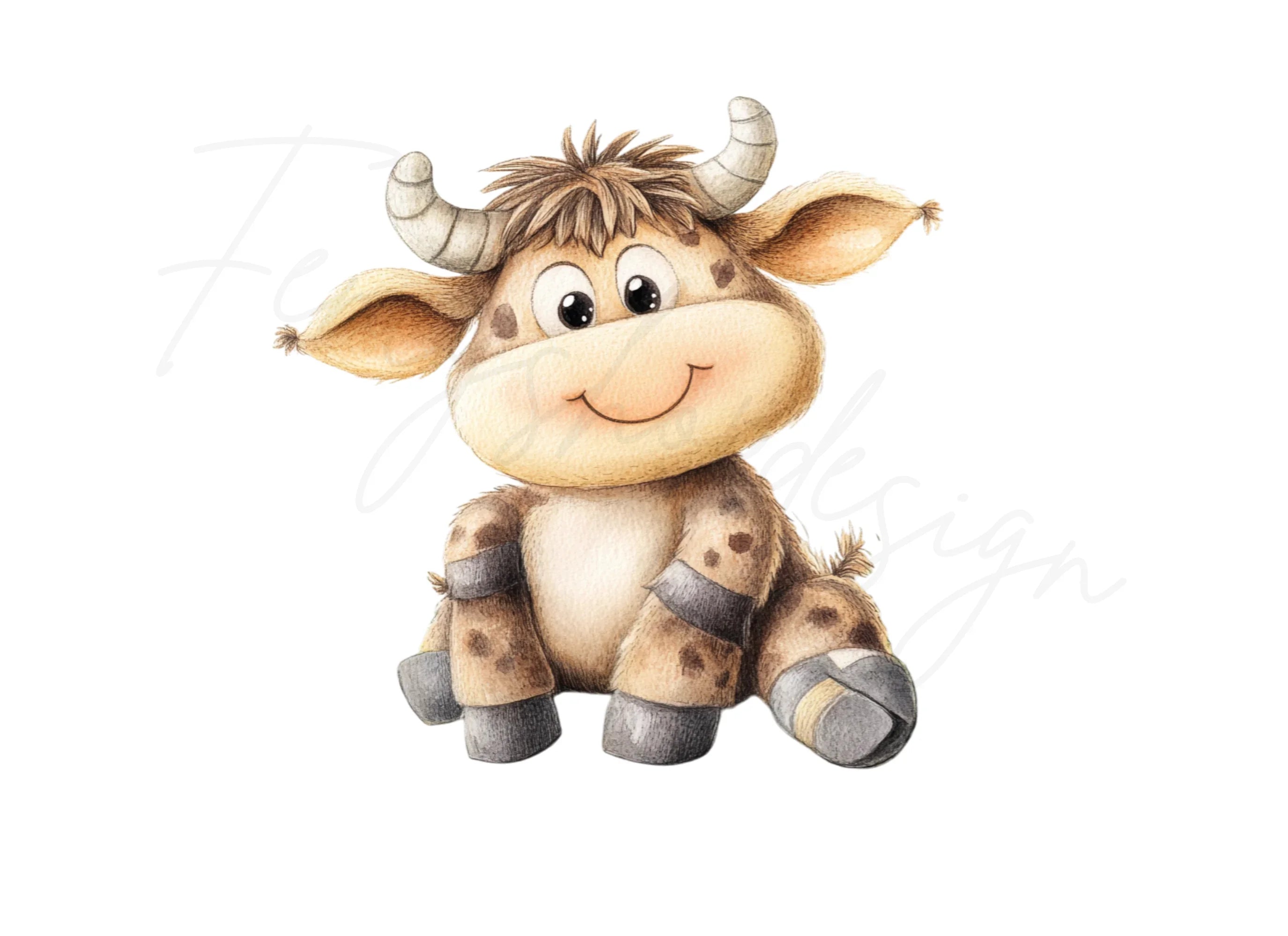 Adorable Baby Highland Cow Clipart Bundle