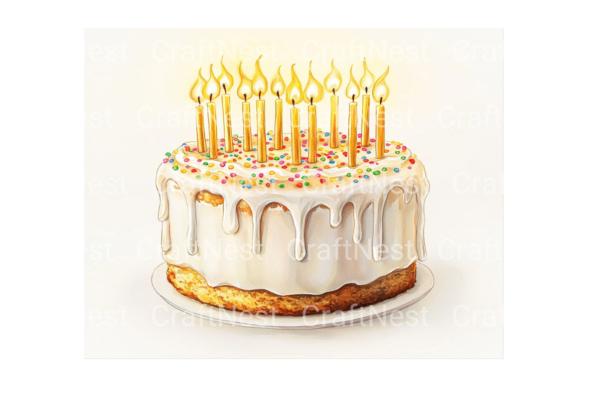 Birthday Cakes With Candles Clipart Bundle