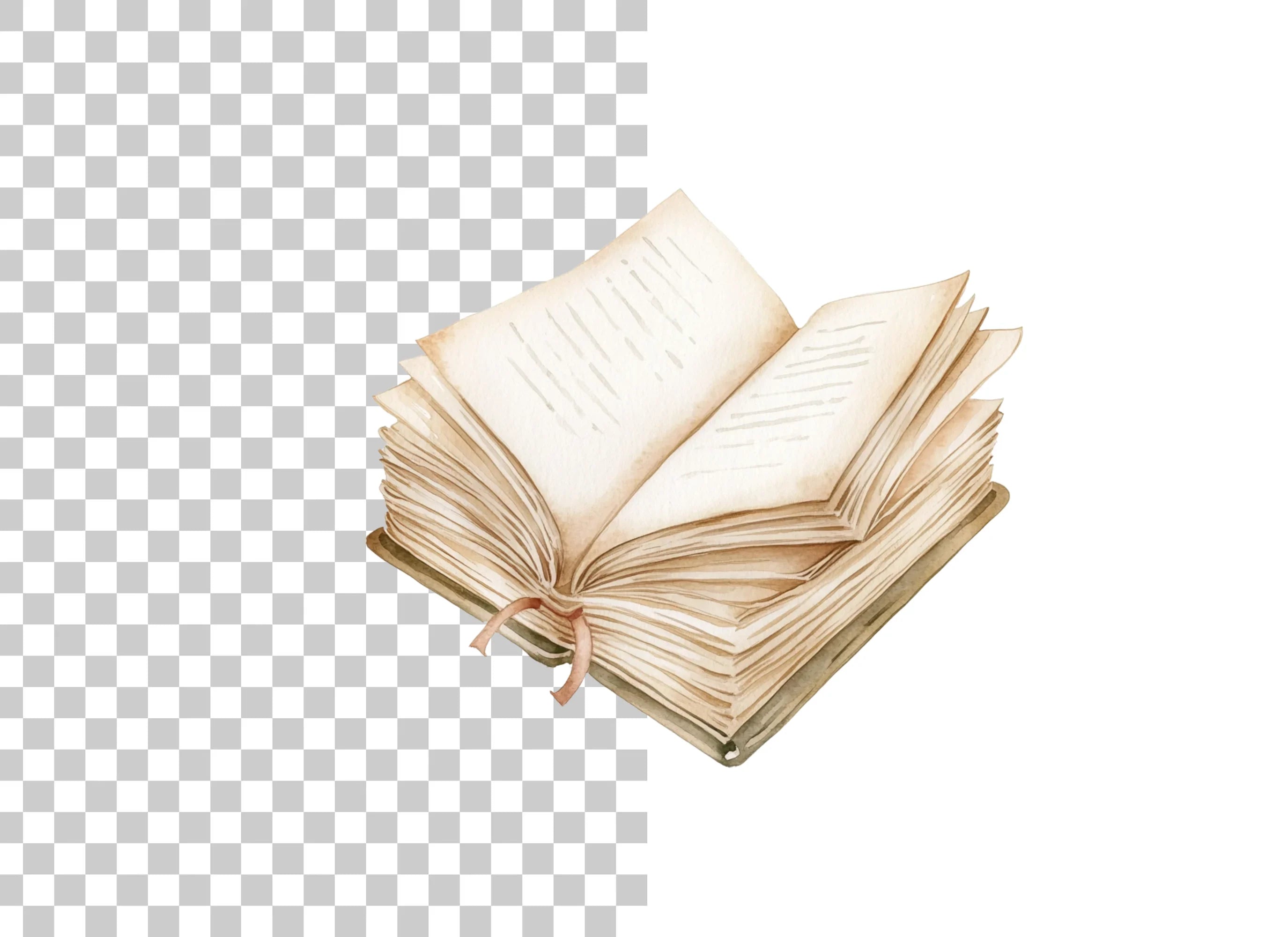 Aged Open Books Clipart Bundle