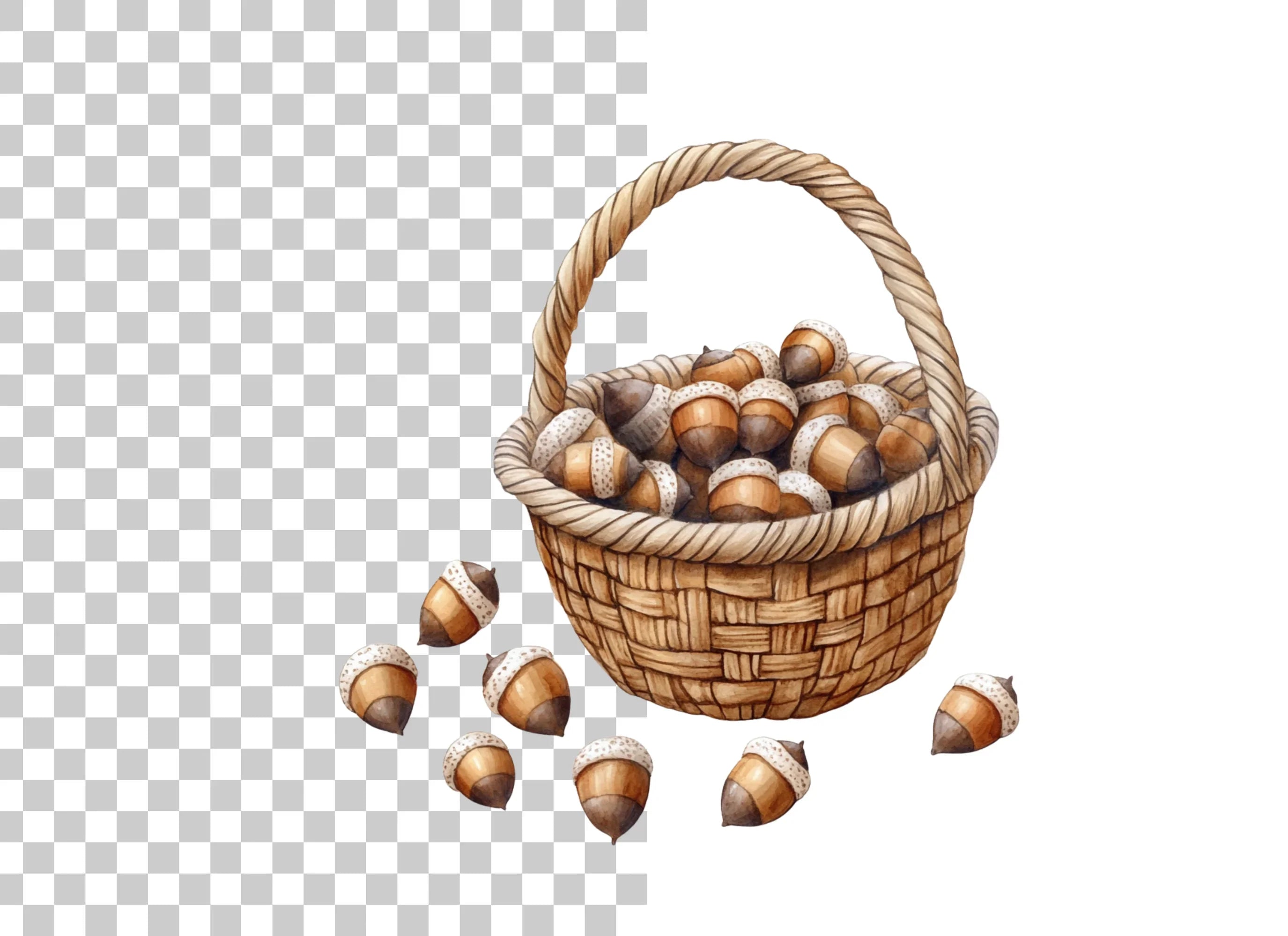 Autumn Acorn Baskets Clipart Bundle