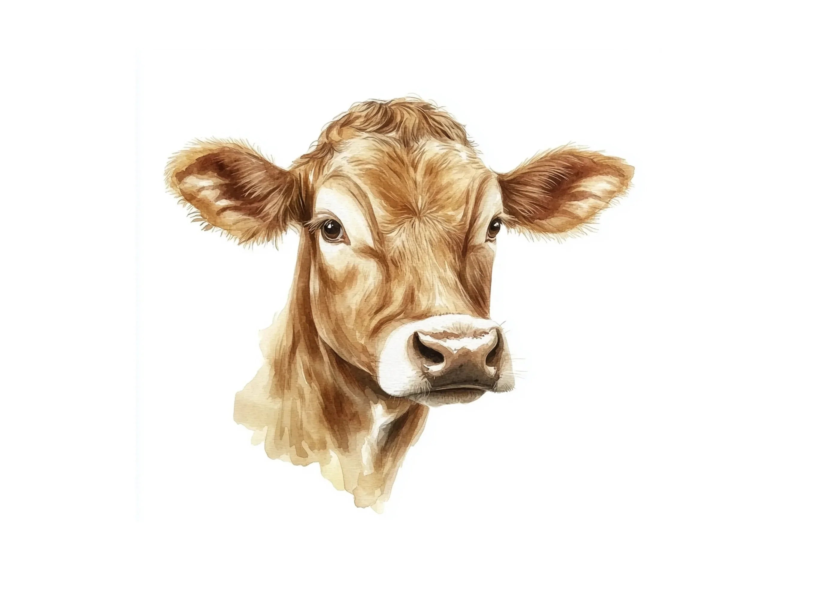 Brown Cow Head Clipart Bundle