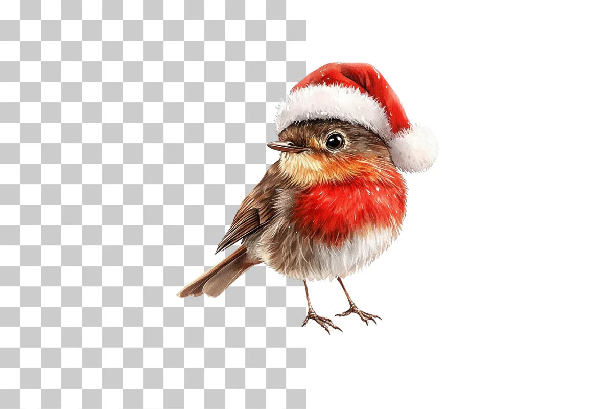 Robin Bird with Santa Hat Clipart Bundle - CraftNest - Digital Crafting and Art