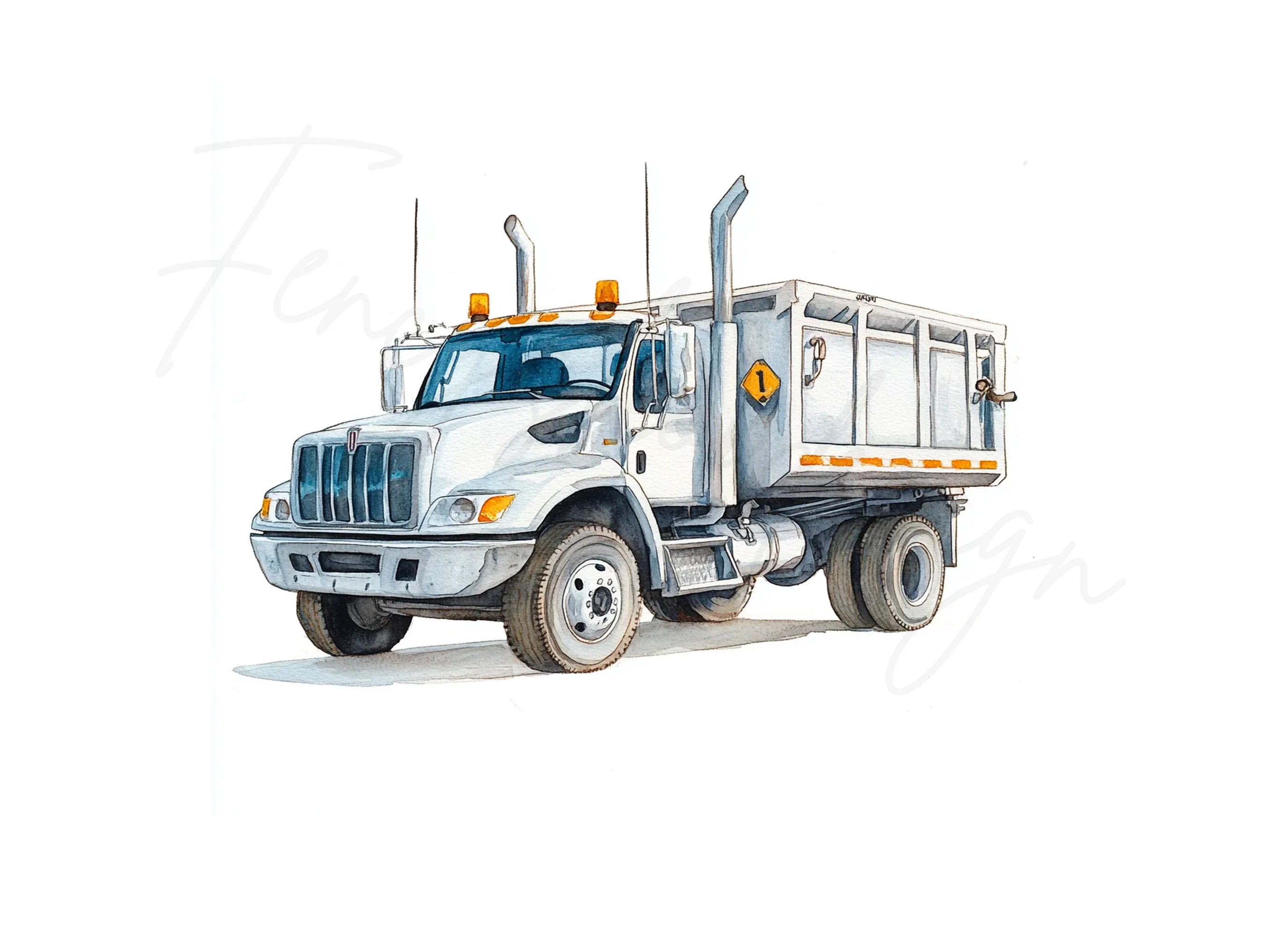 White Dump Truck Clipart Bundle