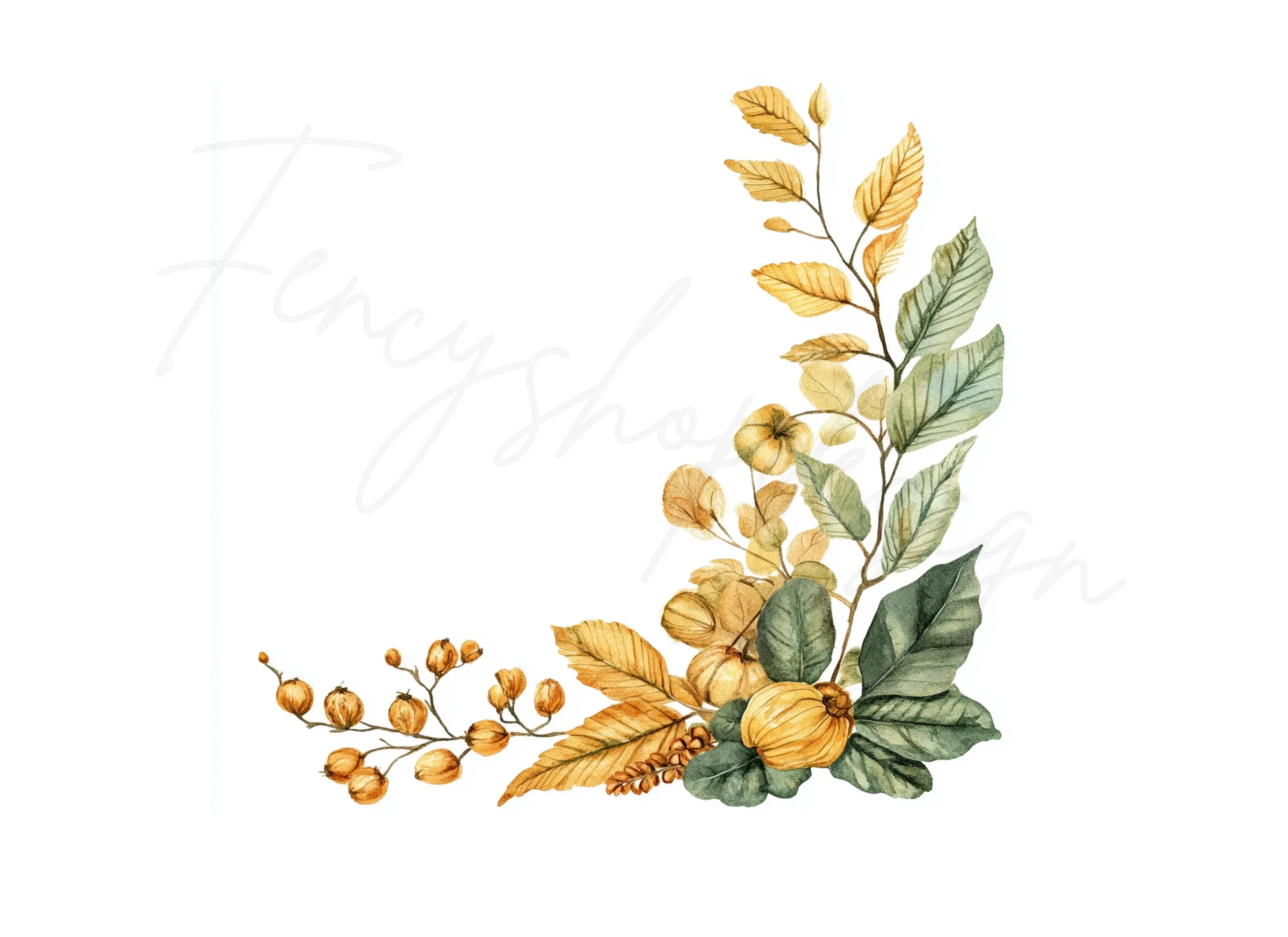 Autumn Floral Corner Clipart Bundle