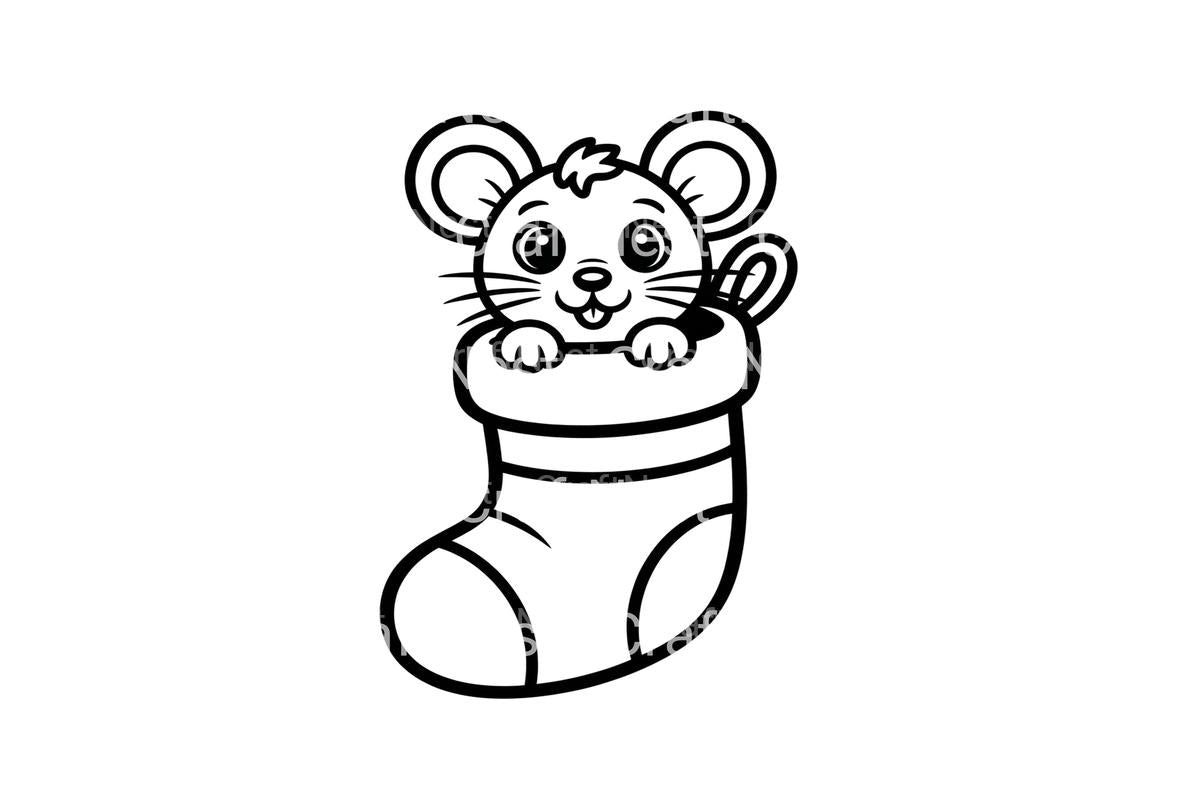 Cute Mice in Christmas Stockings Coloring Books