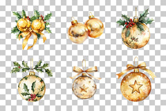Golden Christmas Ornaments Clipart Bundle - CraftNest - Digital Crafting and Art