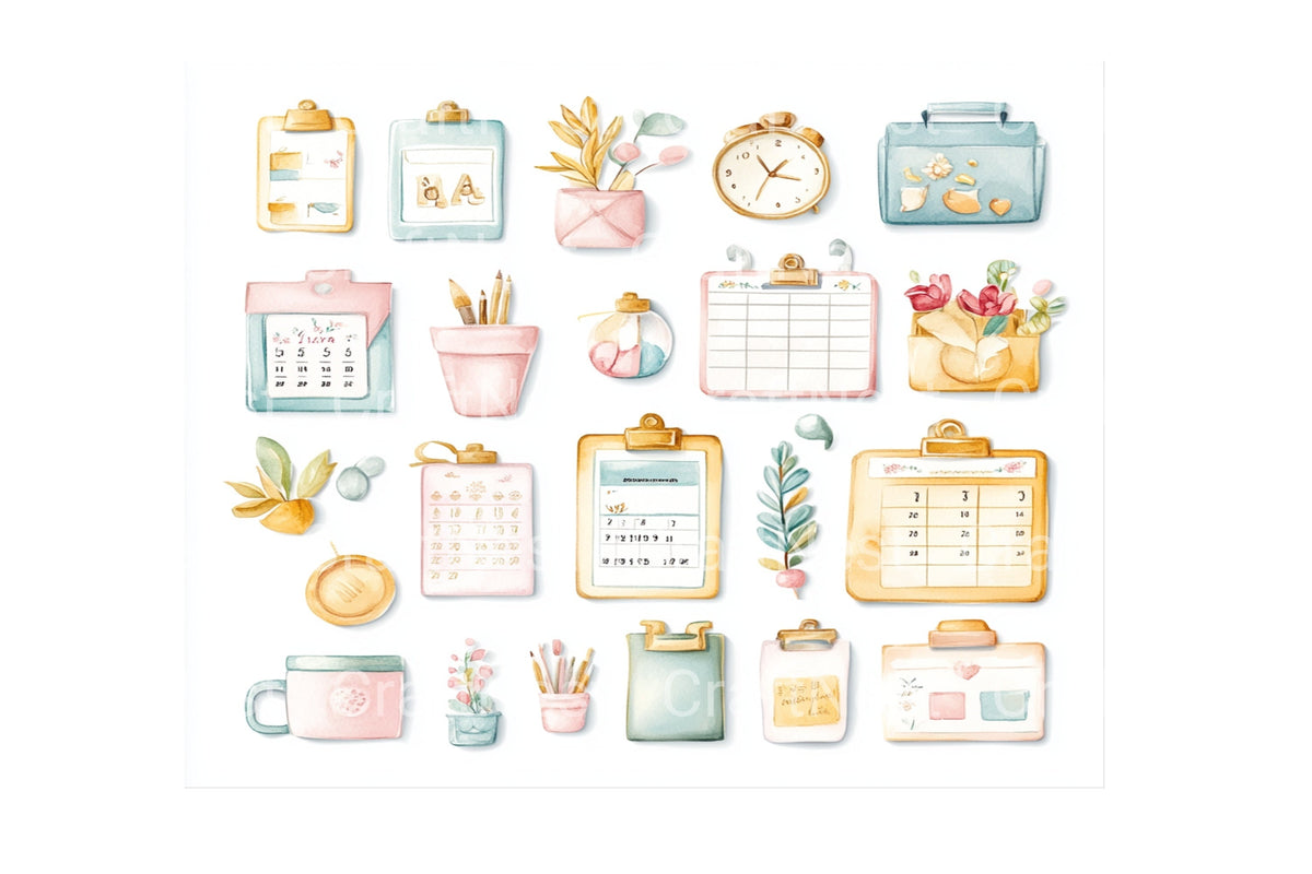 Cute Pastel Clipart Planner