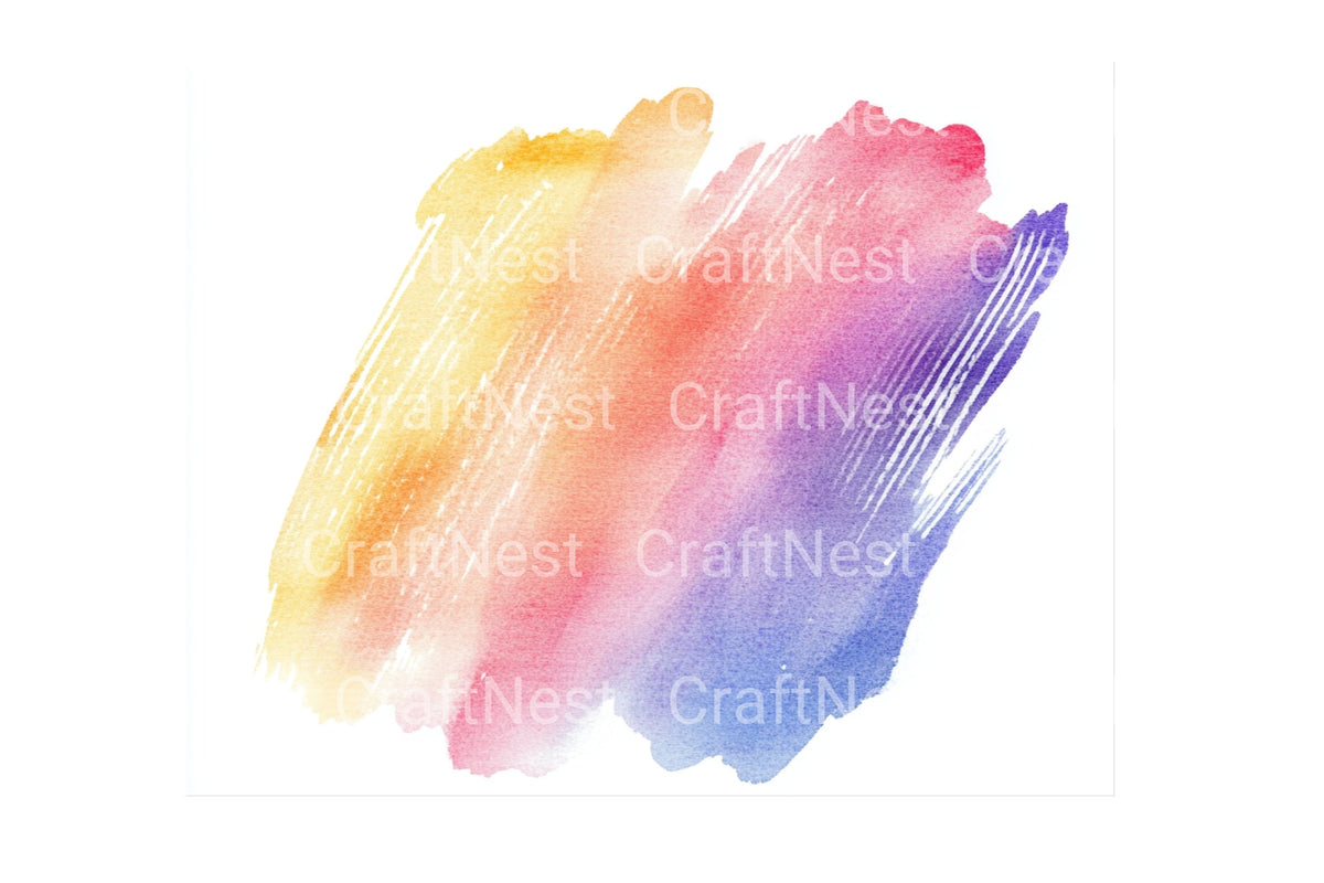 Rainbow Brush Strokes Illustrations Clipart Bundle