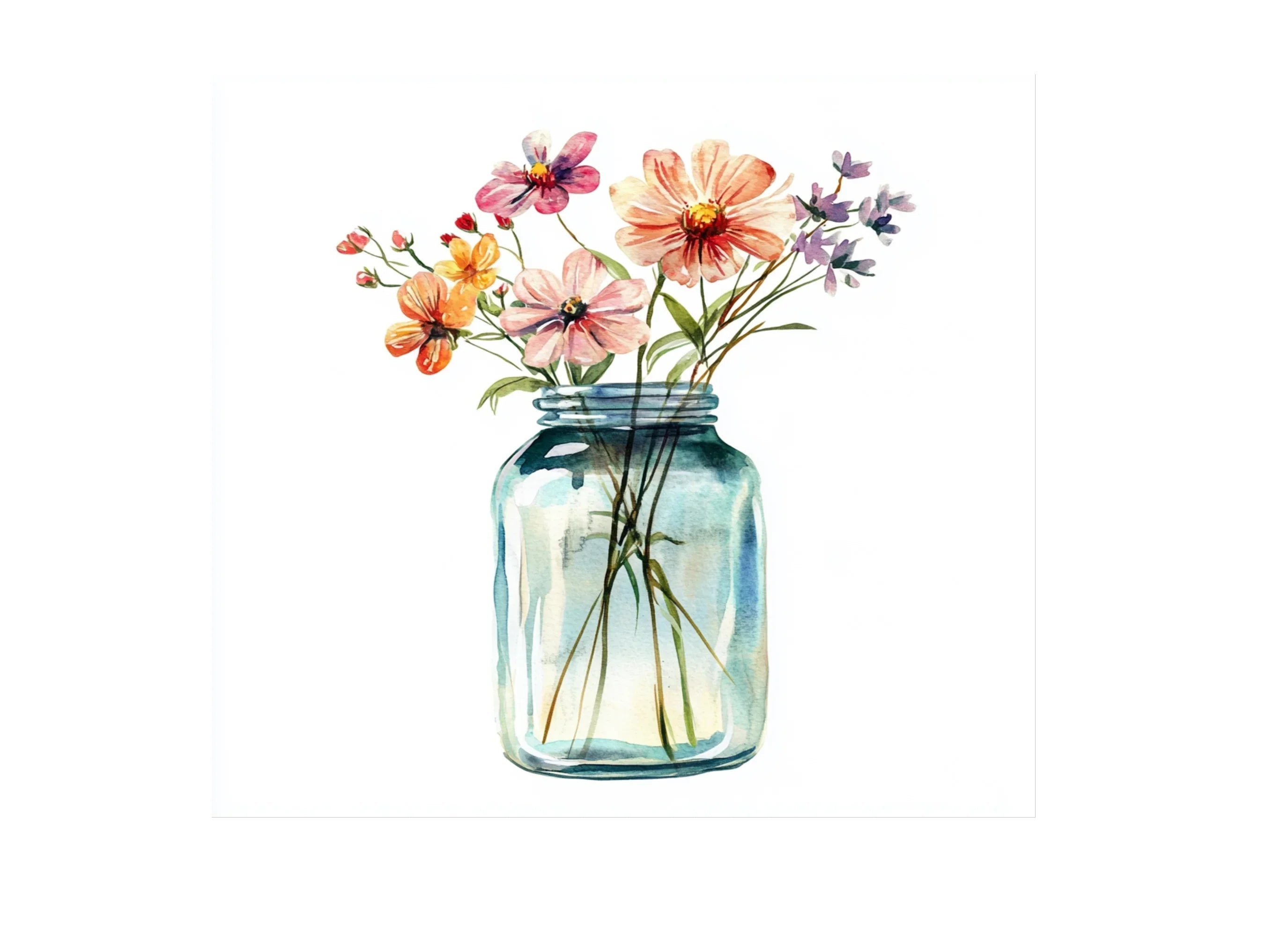 Wildflowers in Mason Jars Clipart Bundle