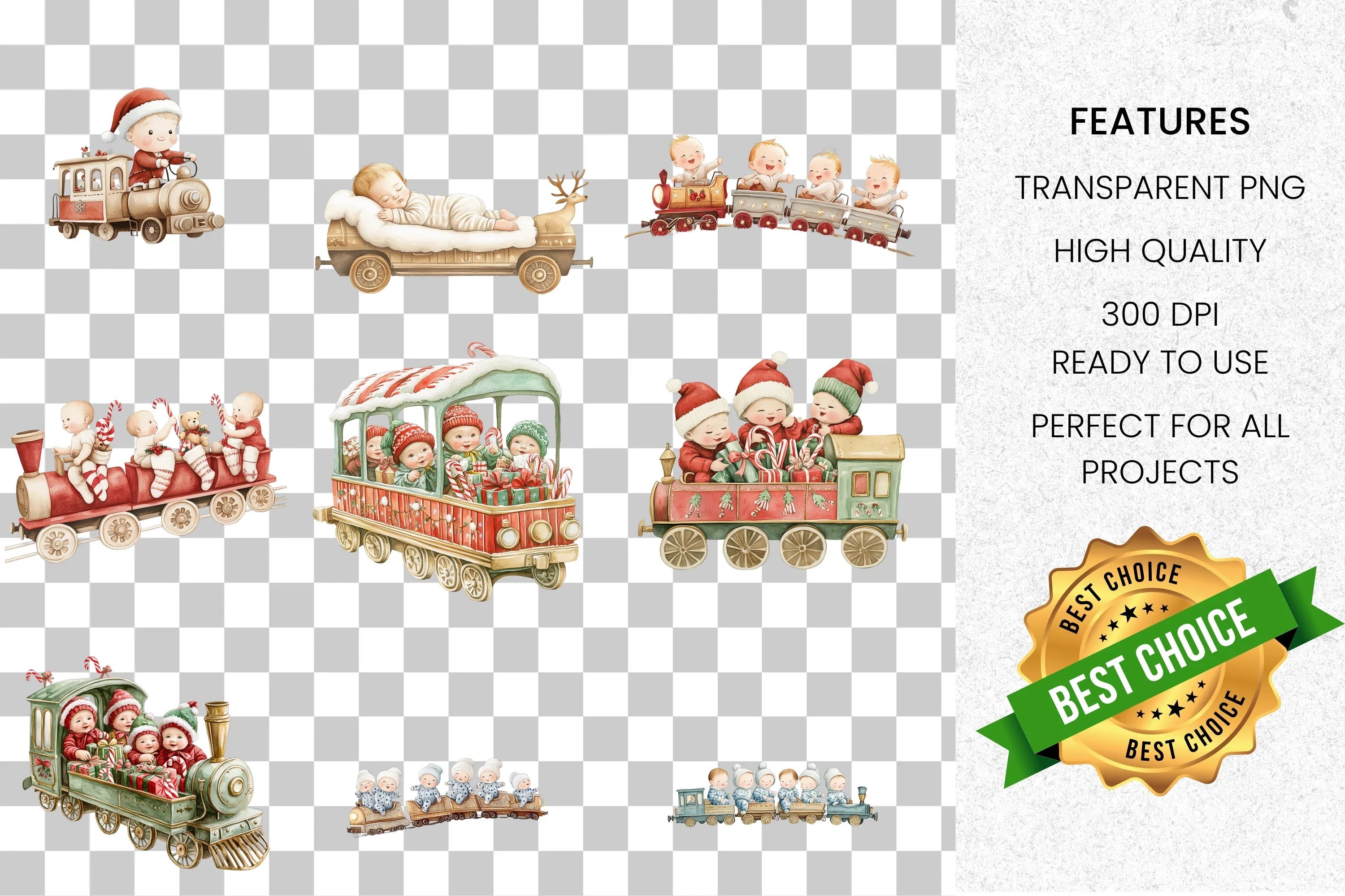 Christmas Astronaut Babies Clipart Bundle